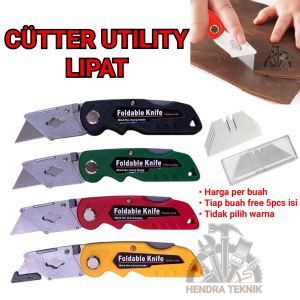 CUTTER UTILITY KNIFE LIPAT T TYPE PISAU KATER KARPET KULIT KARET KARDUS GYPSUM CALSIBOARD SILET LIPAT SERBAGUNA