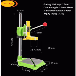 Khung Gắn Máy Khoan Cầm Tay Thành Máy Khoan Bàn Cao Cấp Khung Thép Dày Dặn Đế Gang Đúc Chịu Lực Chắc Chắn