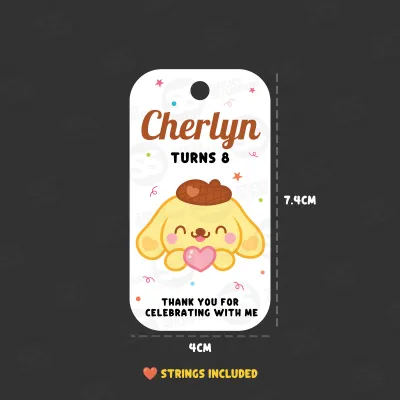 Sanrio Birthday Gift Tags Personalized | Kids Party Favors | Custom Name Labels (Kuromi My Melody Cinnamoroll)