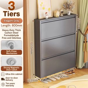 [On Hand]Hot-selling steel shoe cabinet thickened large capacity shoe rack waterproof shoe cabinet over door shoe cabinet wrought-iron shoe cabinet organizer