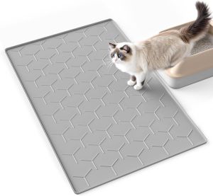 Cat Mat for Litter Box Large 34" X 22" Cat Litter Mat Waterproof Silicone Pad for Floor Gray