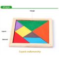【Johor Stock】Wooden Triangle Jigsaw Puzzle 7 Piece Square Solid Wood Brain Teaser Wooden Puzzle. 