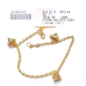 JIN JING RANTAI TANGAN SAUH 3 LOVE/5 LOVE (HOLLOW) EMAS 916 ORI 1.81G-2.62G