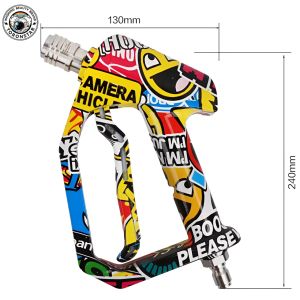 S.úng Rửa Xe Áp Lực Ngắn Cao Cấp Graffiti Viking – Đầu Inox 1/4 Cán Đồng 3/8 Chống Xoắn Thân Inox Bền Họa Tiết Độc Lạ