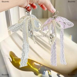 [COD] Bsuimki 1 Mảnh Điện Thoại Quyến Rũ Dây Đeo Mặt Dây Chuyền Ngọt Ngào Giả Ngọc Trai Ren Bow Đính Cườm Keychain Túi Treo Dây Cho Phụ Nữ Cô Gái