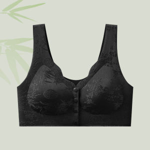 Wire-Free Front Clasp Bra Seamless Plus Size Push Up Underwear Large Breast Showing Small Comfortable Breathable Embossed Jacquard Pattern