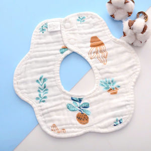 Yếm ăn dặm cotton 6 lớp thấm nước bọt khăn ăn cho bé Yếm sơ sinh chống nôn cho bé DD166