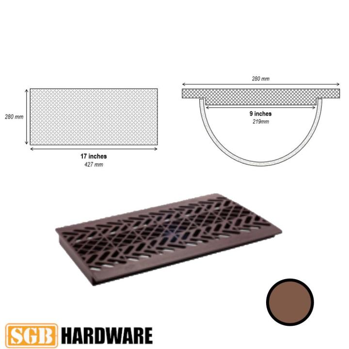 Techplas Plastic Drain Cover 9 X 17 Brown / Black / Draintech Heavy