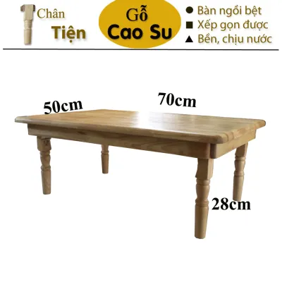 [HCM]Bàn gỗ ngồi bệt xếp gọn mặt chữ nhật chân tiện dài 70cm rộng 50cm và cao 28cm bàn trà ngồi bệt chân xếp gọn bằng gỗ bàn ăn ngồi bệt chân xếp gọn được (Màu gỗ tự nhiên)