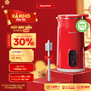 Máy xay nấu sữa hạt đa năng 5in1 nắp inox phiên bản mới Lazychef máy làm sữa hạt đa năng máy nấu cháo chậm làm sinh tố tiện lợi và tự động