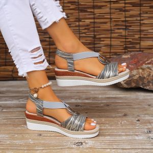 SHUNAICHI Cross-border new large-size wedge sandals womens ring buckle TEUM popular sandals wish