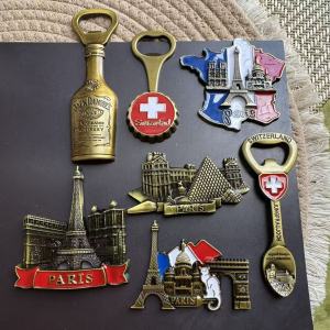 1pc National Fridge Magnet Metal Tourist Souvenirs Gifts Switzerland The Louvre Museum Paris Sticker Home Decor World Travel Fridge Magnets Craft Gift