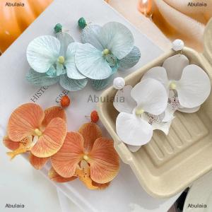 [COD] Abulaia Simulated Flower Butterfly Orchid Earrings Beach Jewelry Alloy Flower Drop Earrings Jewelry Accessories Korean Style