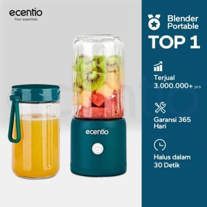 ECENTIO Portable Juicer - Blender Mini Elektrik Tanpa Kabel + 2 Gelas Kaca 380ml Murah