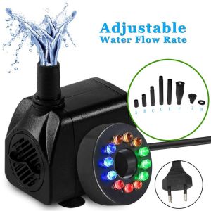 Water Pump 15W Ultra-Quiet Submersible With 12 LED Lights Aquarium Water Fountain Pump Filter Fish Tank Pond LED Water Pump