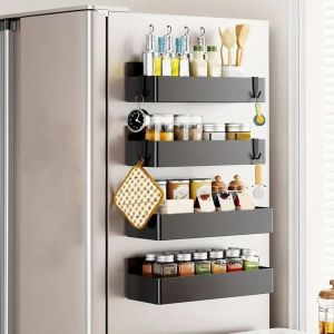 LIANG 2Pcs Plastic ic Shelves Space Saving Adjustable Spice Seasoning Organizer Practical Black/White 2 Layers Storage Rack for  Home
