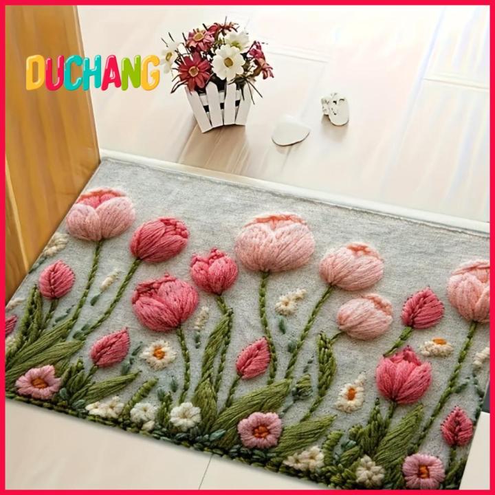 DUCHANG Chống trượt Thảm hoa Hoa 3D Mềm Thảm sàn phòng tắm Thấm hút ...