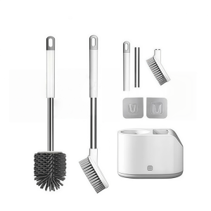 COD Toilet Brush Wall-mounted Multifunction Silicone Bathroom Cleaning Brush 3 in 1 Set With Holder