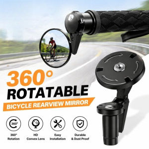 WildPioneer Bicycle Rearview Mirror Pair 360 Rotatable Convex Clear View Universal Handlebar Plug Dust Proof