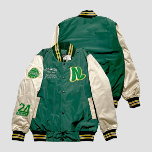 HOCKY - Jaket Varsity Baseball Bomber Pria Full Bordir  Wanita N24 Black Cream Series Distro Premium