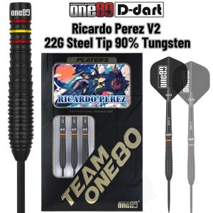 ONE80 STEEL TIP DART - 22G Ricardo Perez Player V2 90% Tungsten Steel Darts (DART ARROW KELULI)