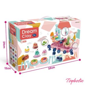 Bộ đất nặn đất sét máy làm kem làm bánh kèm 24 chi tiết cao cấp nguồn gốc từ bột mỳ an toàn cho trẻ DreamClay
