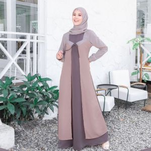 Terbaru Seply Gamis Wanita MEYRA 225 Sangrila Dobby Crepe Mauve Shadow & Appricot Eksis 238 239
