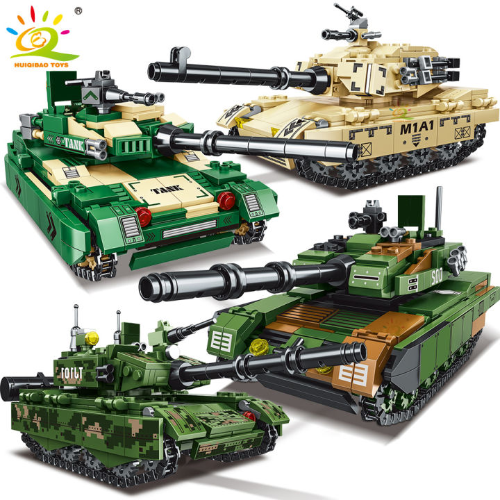 Baru HUIQIBAO 2IN1 tentera WW2 Tank Model blok banan dengan 2 angka ...