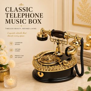 NOVELTY Vintage Telephone Music Box Jewelry Box Display Rack Decoration Accessories Console Table Decor TV Cabinet Wall Shelves Decor Item Wedding Gift Birthday Gift Christmas Gifts Souvenir House Warming Gifts Antique Decor Jewellery Box