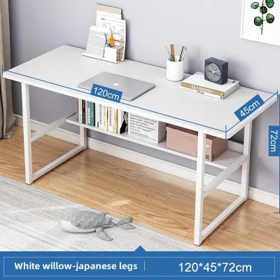 SiamHome Double Layers Office Computer Desk Student Study Desk 80/100/120cm Living Room Bedroom Writing Table Furniture Meja Belajar Kantor 办公桌学习桌