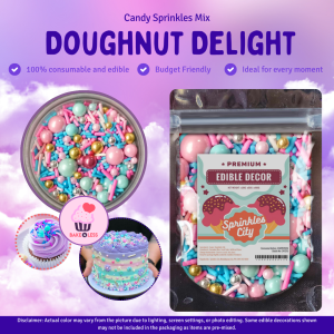 Doughnut Delight Candy Sprinkles Mix - Candy Sprinkles for Cake Décor Cupcake Toppers Edibled Décor Cupcake Topper