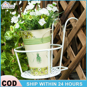1Pc Balcony Hanging Plant Racks Fence Balcony Balcony Round Flower Pot Rack Railing Fence Outdoor Iron Bonsai Stand Decoration