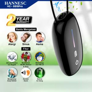 HANNESC Kalung Pembersih Virus Ion negatif 220 Juta Kalung Air Purifier necklace