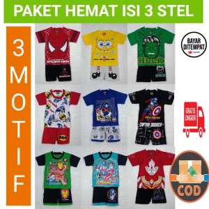 PAKET HEMAT 3 STEL/ STELAN ANAK 0-7 TAHUN TERBARU TERMURAH