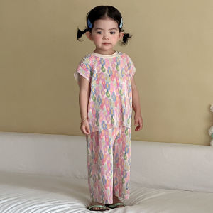 MILANCEL Bộ quần áo trẻ em mùa hè 1-10T Chàng trai Phim hoạt hình Gấu áo phông + quần đùi Cô gái hoa ngọt ngào Bộ đồ giải trí Bộ đồ trẻ em lỏng lẻo Trang phục 2026