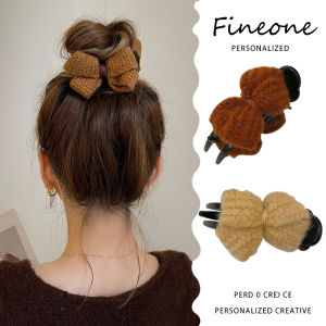 Fashion Solid Color Bowknot Hair Clip Autumn Winter Hairpin Women Girls Ponytail Hair Claw Clip Headwear