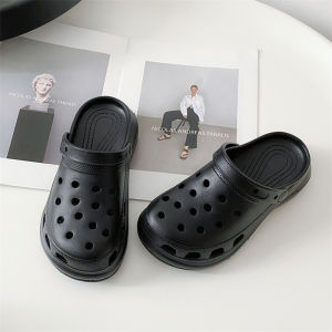 [Free Shipping] 2025 Summer New EVA High-Heeled Sandals Thick-Soled Non-Slip Perforated Design Fashionable Outdoor Beach Slippers For Women