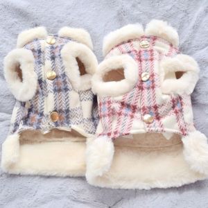 OUTOPEN Fur Collar Winter Warm Dog Jacket Warm Thickened Pet Clothes Pet Clothing Traction Puppy Coat Vest for Autumn and Winter