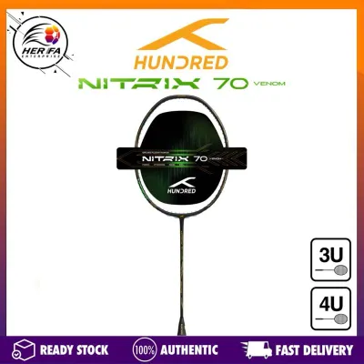 HUNDRED Nitrix 70 Venom 3U / 4U Professional Player Badminton Racket Max Tension 32lbs Attack Racquet