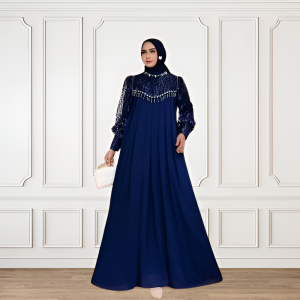 Gamis Terbaru 2023 Kekinian Shenna Gown Dress Bahan Ceruty Babydoll Mix Brukat Payet Dress Wanita