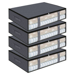 Foldable Under Bed Storage Box with Handles Wardrobe Organisers Waterproof Storage Box for Comforter Blanket Clothes Space Saver