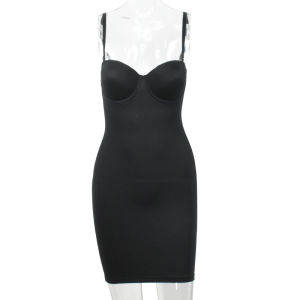 YOLO Slimming Full Length Shapewear Slips Nude Straight Tube Dress Body Shaper Women Skinny Under Dresses Underwire Cup Black