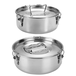 Round Baking Pan Stainless Steel Flan Molds With Lid and Lock For Cooking Even Heat Distribution Rusts Resistant