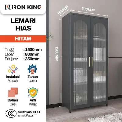 [MURAH] Lemari Kaca Besi Lemari Pajangan Display Cabinet Rak Tas Buku Minimalis