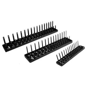 Set of 3 Plastic Socket Organizers Holder Storage Tray 1/2" 3/8" 1/4" Drive Socket Rack For Professional Mechanics