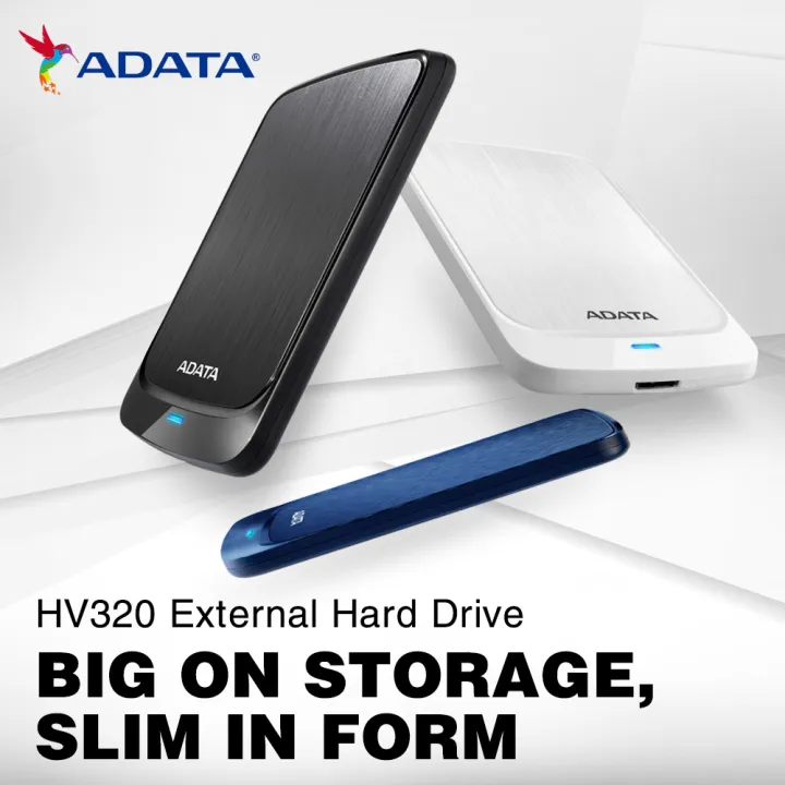 ADATA HV320 USB3.2 EXT HDD SLIM (10.7mm) 1TB/2TB - BLACK/BLUE/WHITE
