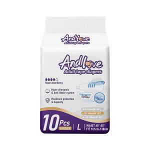 ANDLOVE Adult Diapers (5pack/50pcs) Leak-Proof Fast absorption M/L/XL Adult Tape Diaper