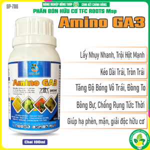 Phân Bón Hữu Cơ TFC ROOTS Msp AMINO GA3 – Lấy Nhụy Nhanh Trội Hột Mạnh Kéo Dài Trái Tròn Trái Tăng Độ Bóng Vỏ Trái Đòng To Bông Bự Chống Rụng Tức Thời (Chai 100ml)
