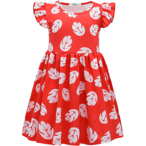 Girls Flare sleeve Dress Summer Lilo Custume Dress For 2 3 4 5 6 7 yrs