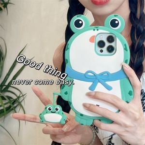 CSCR ซิลิโคนนิ่มรูปกบ3D ตลกสำหรับเด็กเคสสำหรับไอโฟน15 14 13 12 Pro Max 11เคสเคสกันกระแทกมือถือลายการ์ตูนน่ารัก